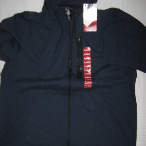 NWT Members Mark Mens Full Zip Double Knit Kangaroo Pocket Long Active Hoodie XL - Picture 5 of 6